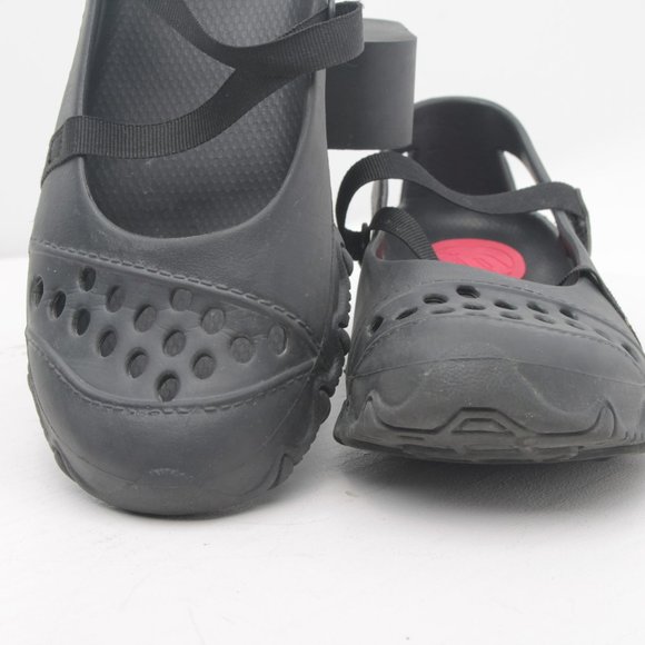 Skechers Mary Jane Flats Rubber Shoes Velcro Closure Women 7 | Black - Picture 1 of 14